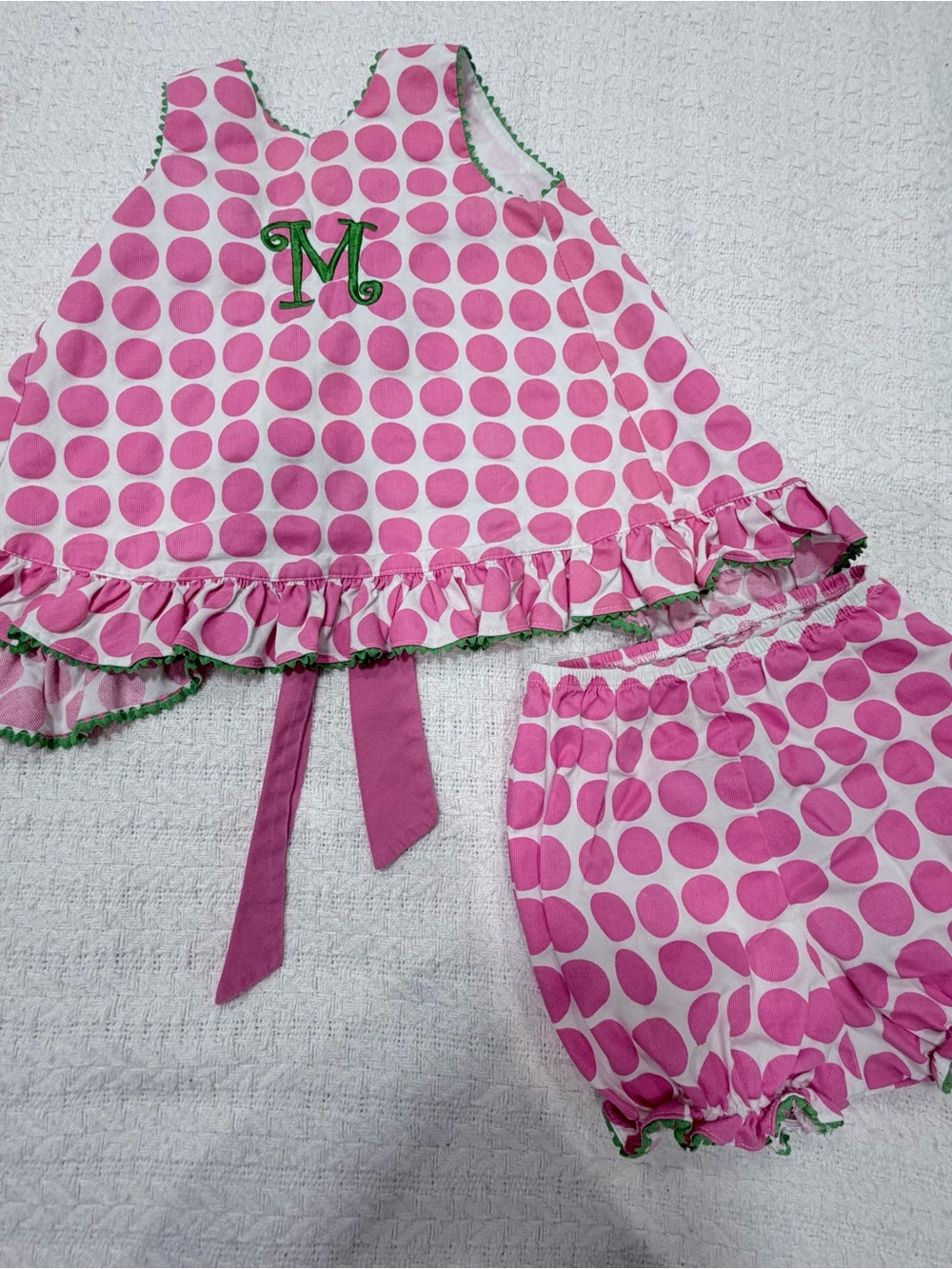 Pink Polka Dot Girls' Summer Bloomer Set - Personalized M